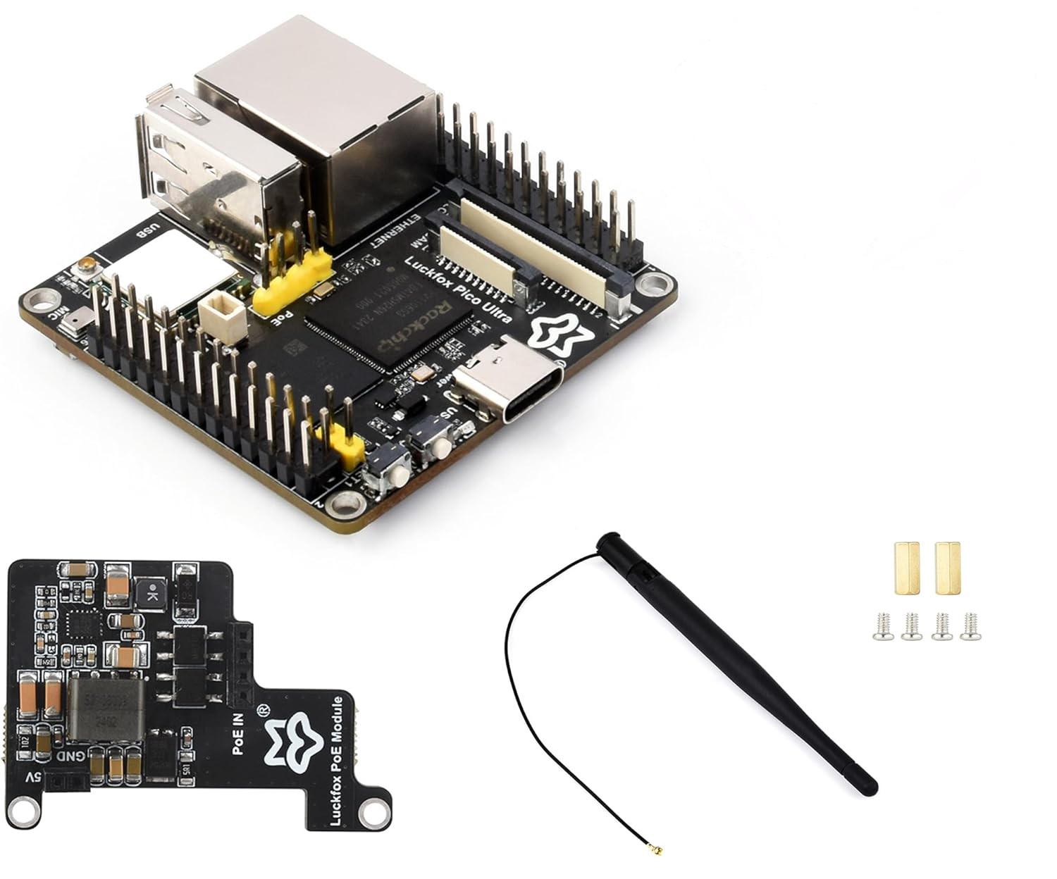 Плата разработки LuckFox Pico Ultra W + POE RV1106 поддержка Linux для проектов с компьютерным зрением (00-00027719)