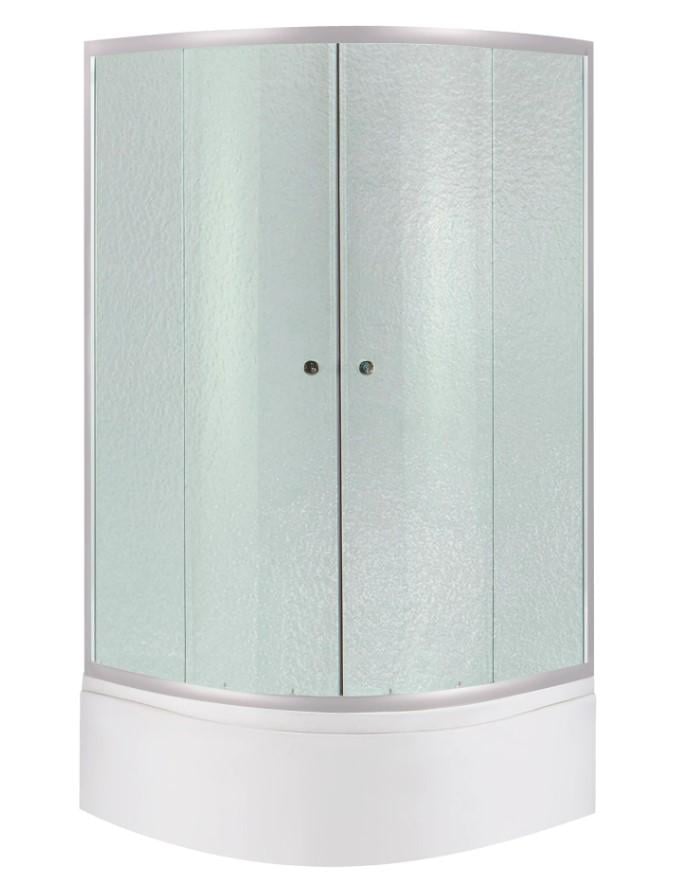 Душова кабіна напівкругла Lidz Latwa SC90x90.SAT.HIGH.FR скло Frost 4 мм з душовим піддоном Kapielka ST 90x90x41 см з панеллю (64614)
