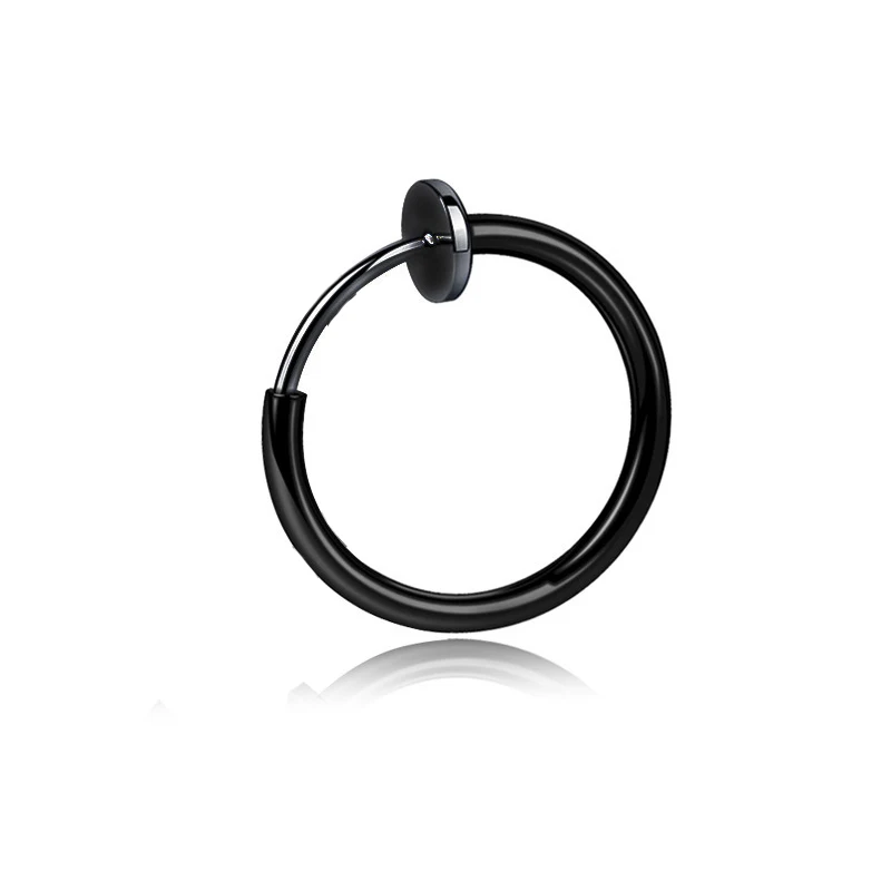 Сережка кліпс чоловіча у формі кільця зі сталі 16 мм 1 шт. Чорний (1781729981)