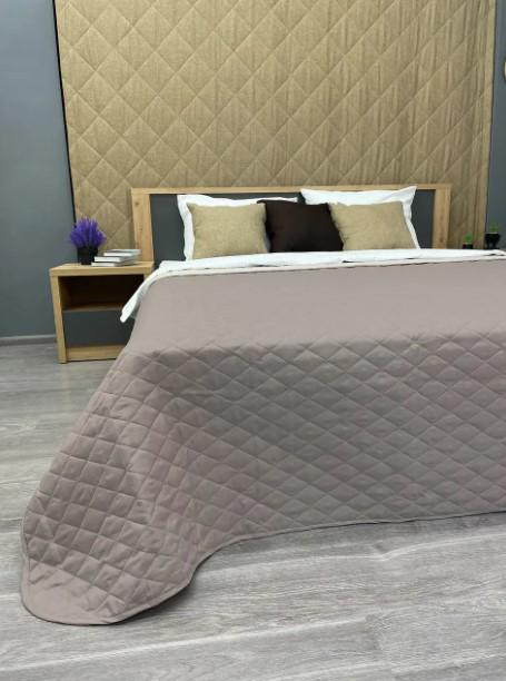 Покривало на ліжко/диван двостороннє Decorator Ultra Sonic Microfiber 160х215 см Сіро-коричневий/Бежевий (85-010) - фото 4