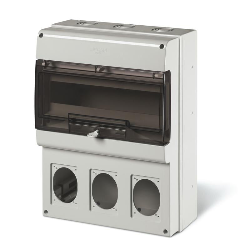 Корпус ДКС Quadro 16 модулей 3 поста основание 70х87 мм IP66 328x400x140 мм Серый (DIS6724316)