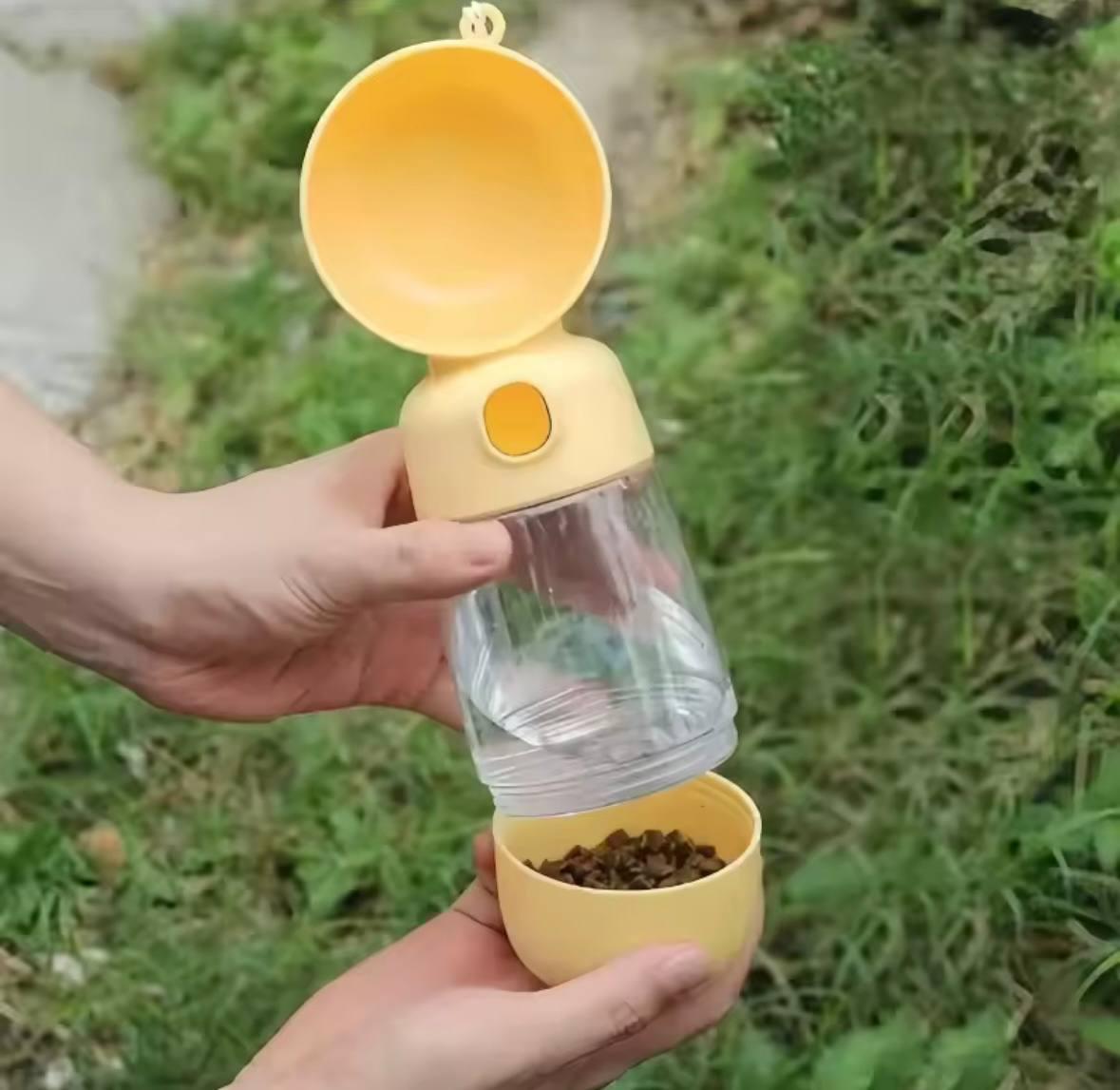 Бутылка-поилка дорожная для животных 2в1 для воды и корма Оранжевый (445d4c98) - фото 2