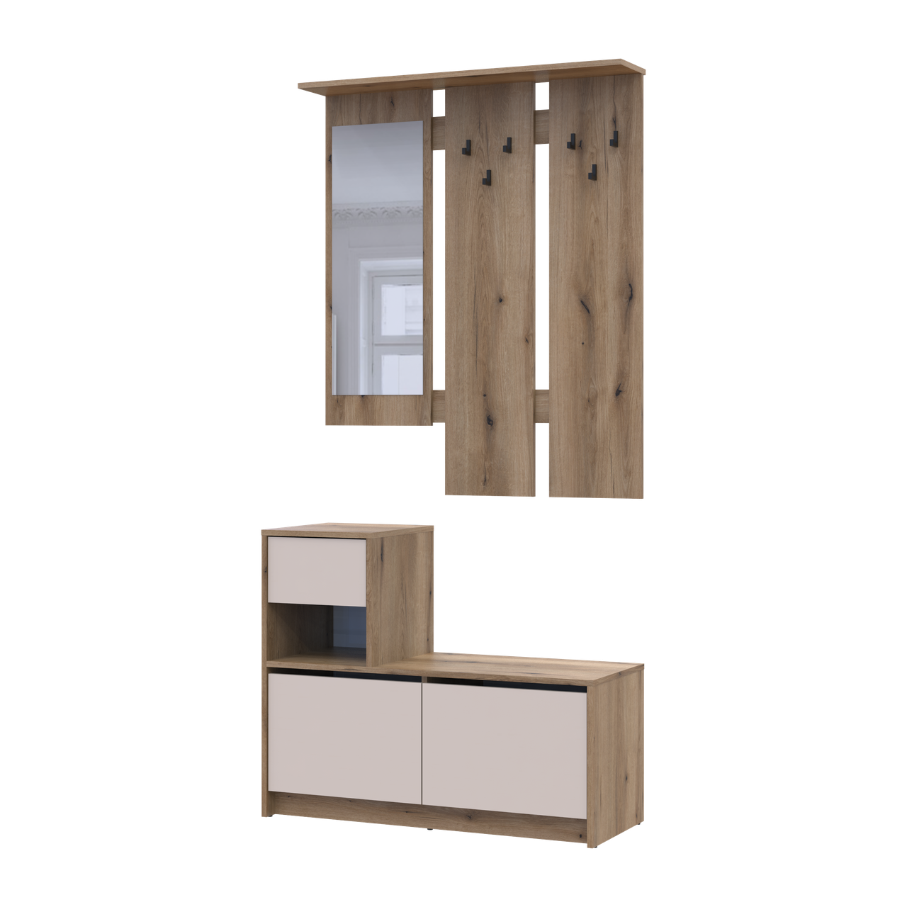 Прихожая Doros Бела 1 ДСП / 1 зеркало 100х40х210 см Дуб Эвок/Кашемир (44900411)