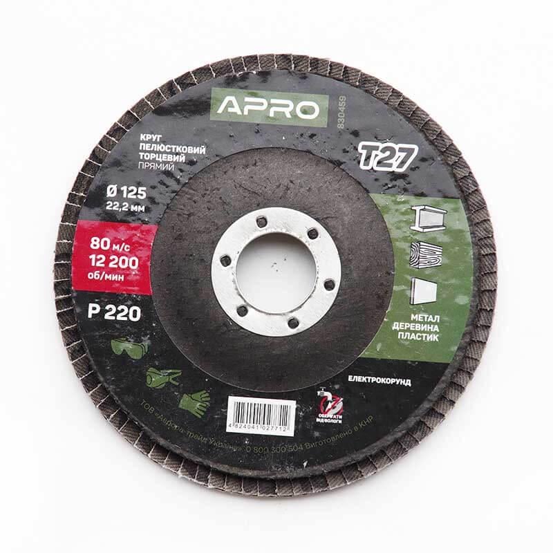 Круг Apro пелюстково-торцевий Р220 прямий Т27 КПТ 125 мм (830459) Круг Apro пелюстково-торцевий Р220 прямий Т27 КПТ 125 мм (830459)