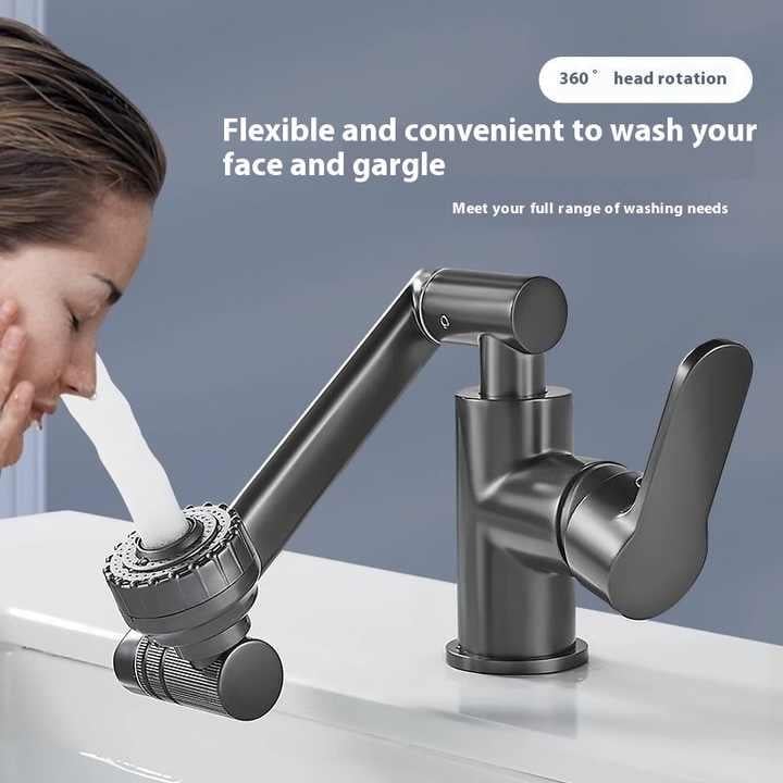 Змішувач для раковини поворотний складаний Water Tap Графітовий - фото 3