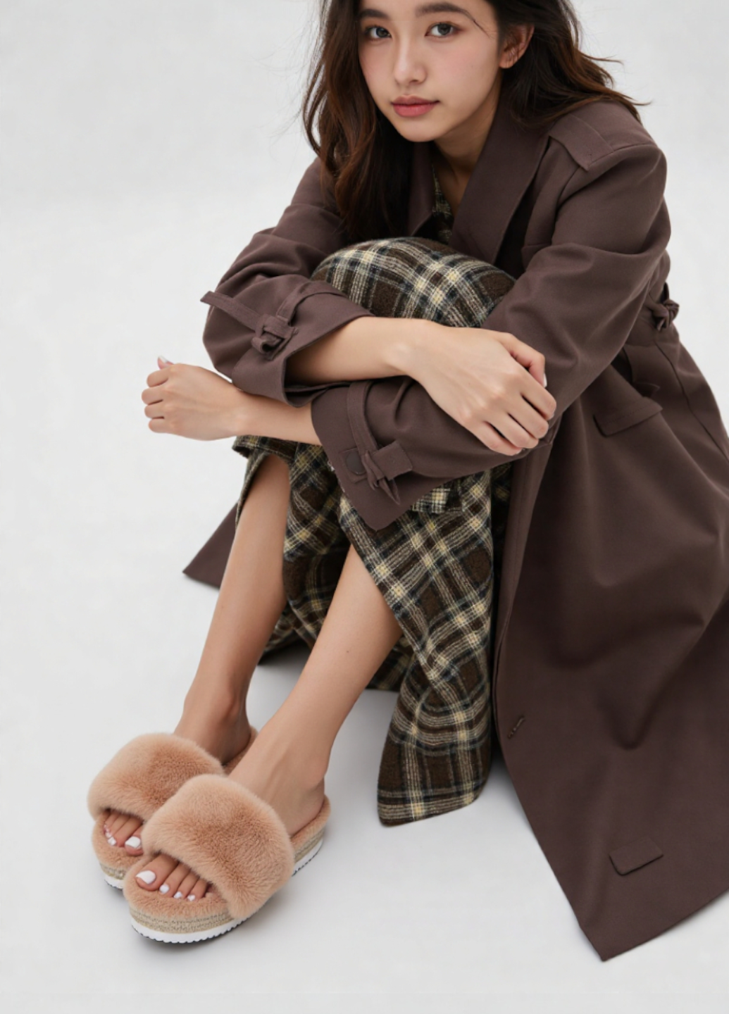 Тапочки женские Bamboo меховые р. 36 Бежевый (7993) - фото 3