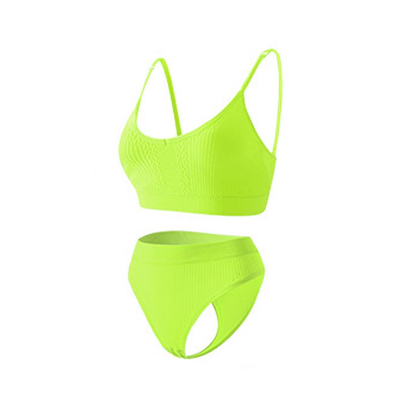 Комплект нижньої білизни жіночої Lesko 6608# Косичка труси та топ L Яскравий Лайм (27639513) - фото 4