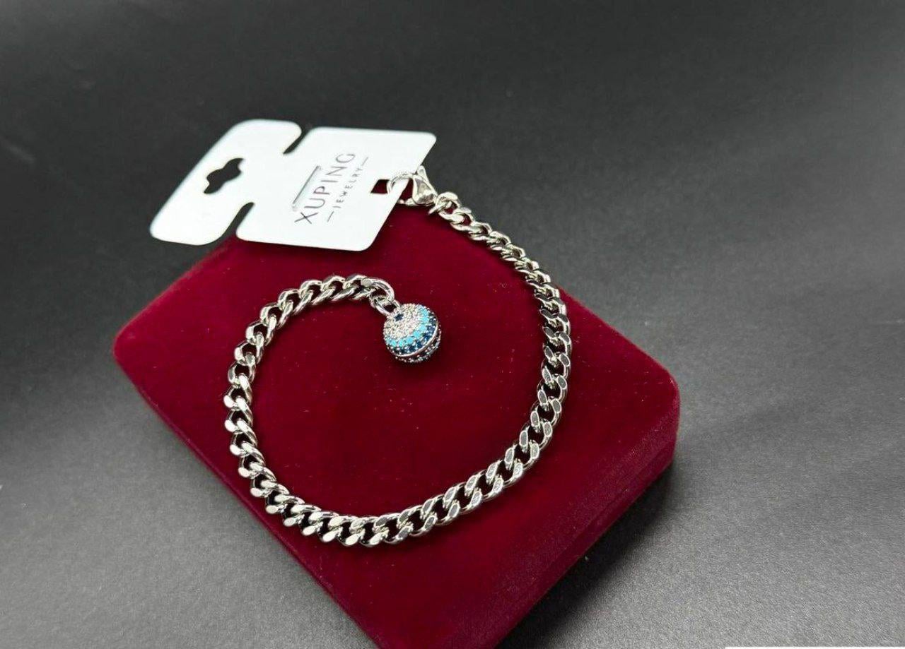 Браслет на руку с подвеской Xuping Шар из медицинского золота 18 см Серебряный (2902542219)