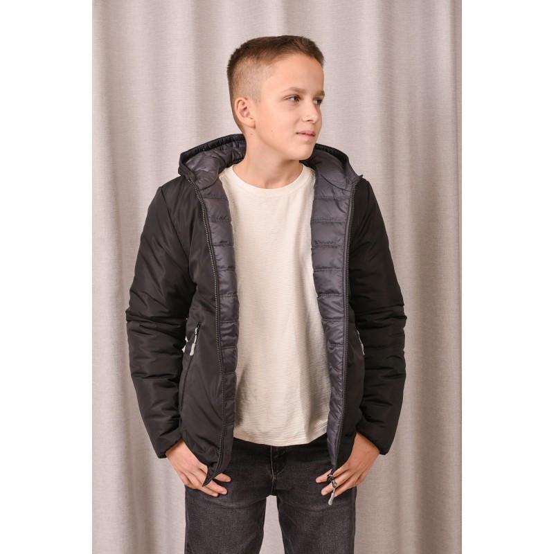 Куртка осенняя для мальчика двухсторонняя 152 см Серый с черным (2733695492) - фото 3 Куртка осенняя для мальчика двухсторонняя 152 см Серый с черным (2733695492) - фото 3