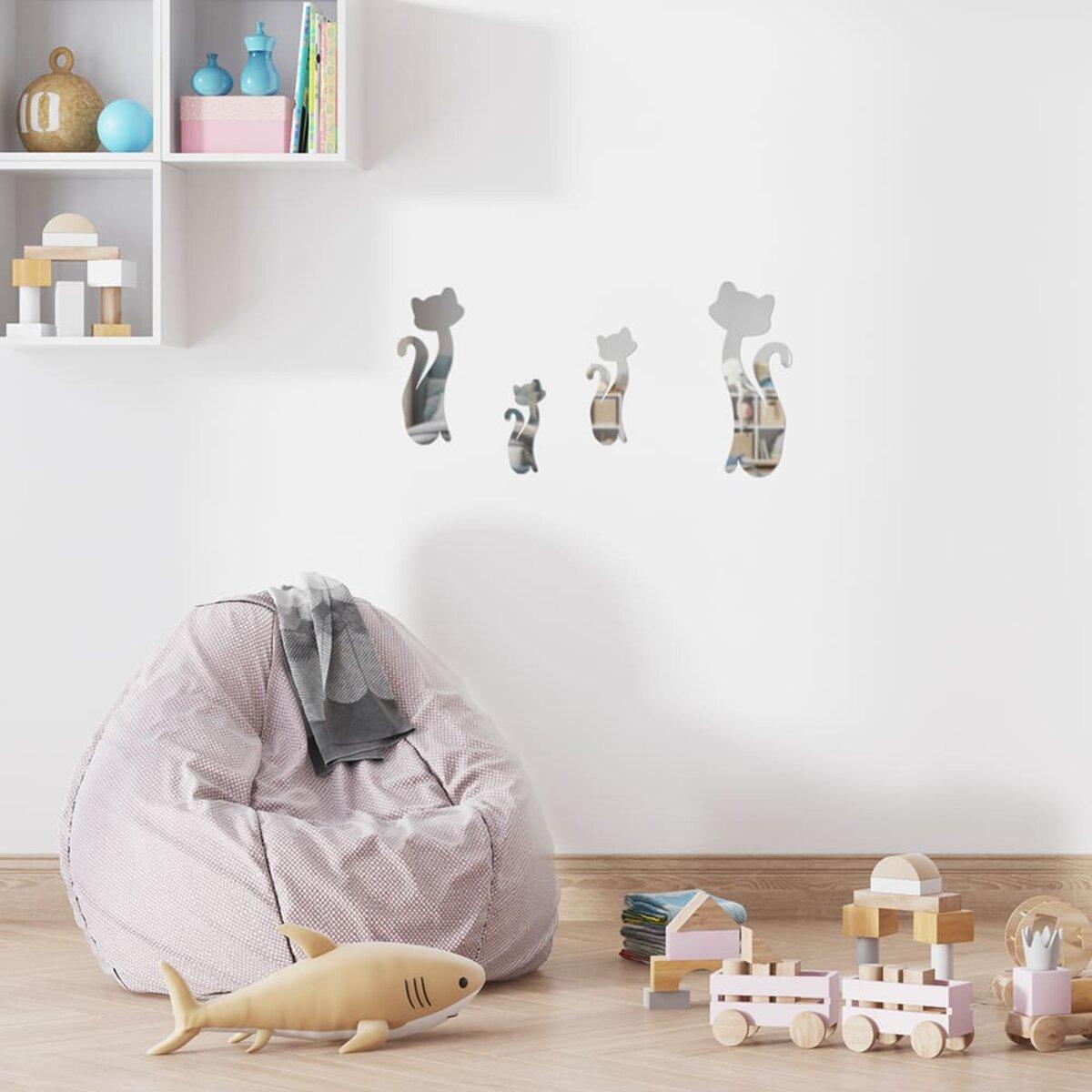 Декор дзеркальний акриловий самоклеючий Котики 4 шт. Сріблястий (SW-00002494) - фото 6 Декор дзеркальний акриловий самоклеючий Котики 4 шт. Сріблястий (SW-00002494) - фото 6