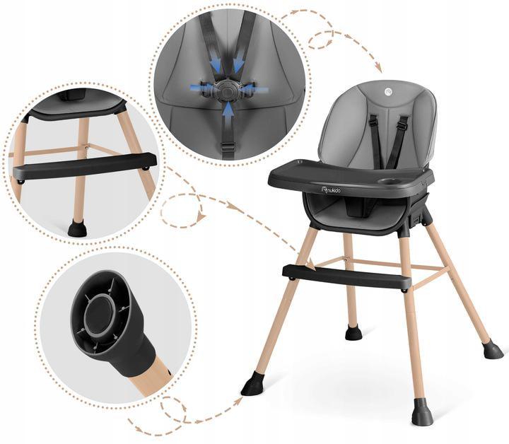 Стульчик для кормления Nukido Tilo 3в1 Серо-черный (701000) - фото 5
