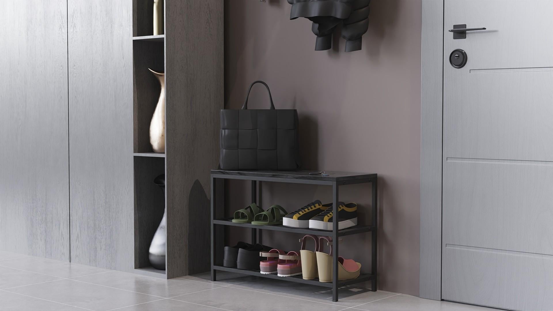 Банкетка універсальна Ferrum-decor Слайм ДСП 16 мм 45x63x26 см Чорний/Сосна Кембра (FRD-104074) - фото 2