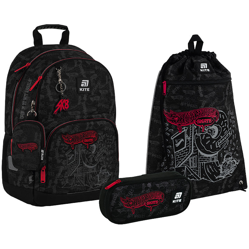 Школьный набор KITE Education Hot Wheels Skate SET_HW25-585M рюкзак/пенал/сумка (4063276263087)