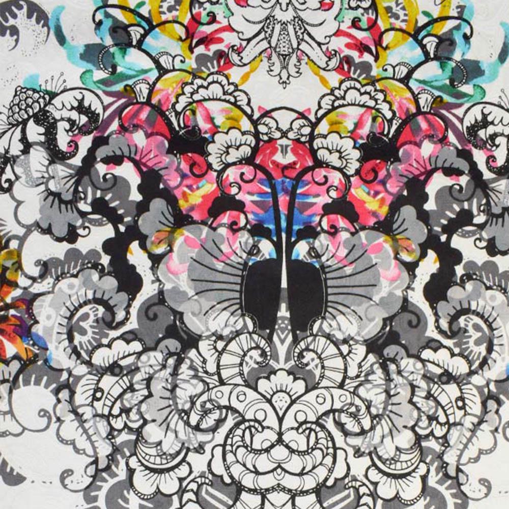 Ткань коттон жаккард стрейч в цветы ширина 145 см Разноцветный (11834.001)