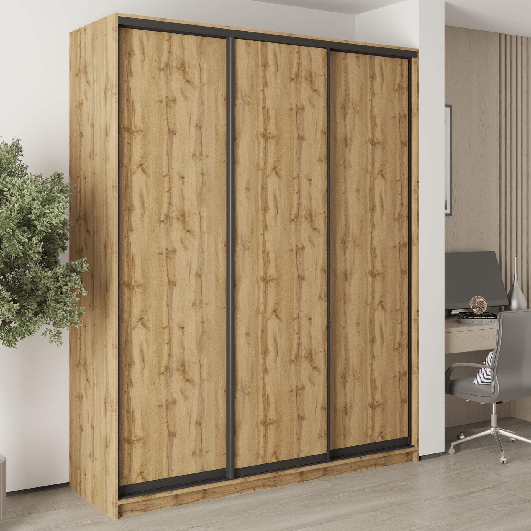 Шкаф-купе трехдверный Mebel Star Стандарт BG MBS-8647 190х60х240 см Дуб тахо (1008058)