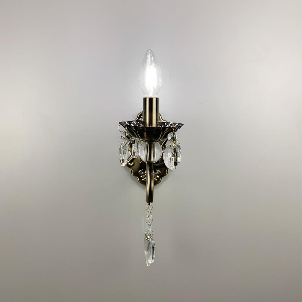 Бра-свеча с хрустальными подвесами Бронзовый (6071/1)