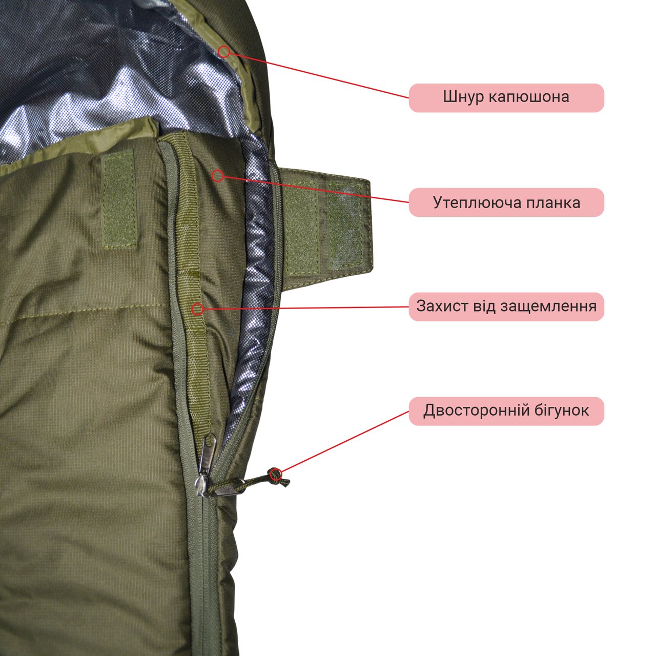 Спальный мешок зимний Свободные руки с капюшоном -20C левый XL 220х80 см (2768812393) - фото 6