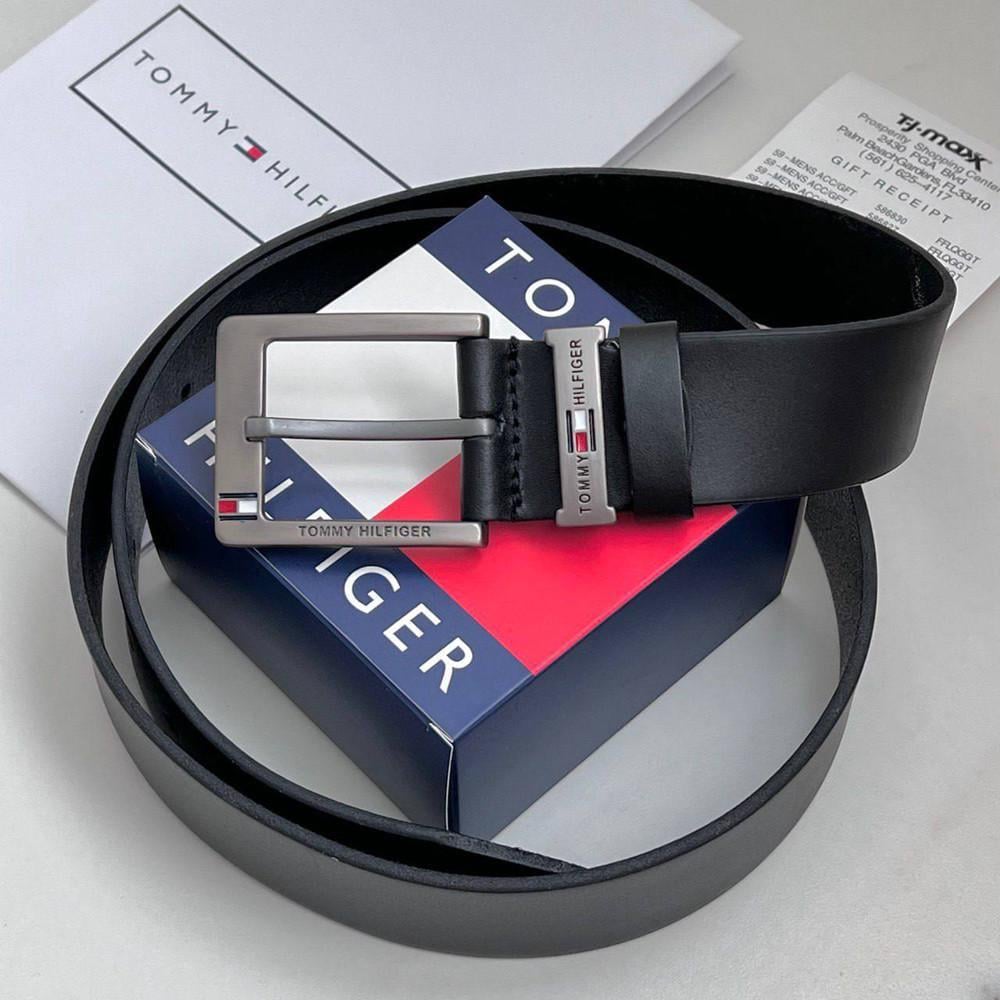 Ремінь чоловічий шкіряний брендовий Чорний (016 PTR)