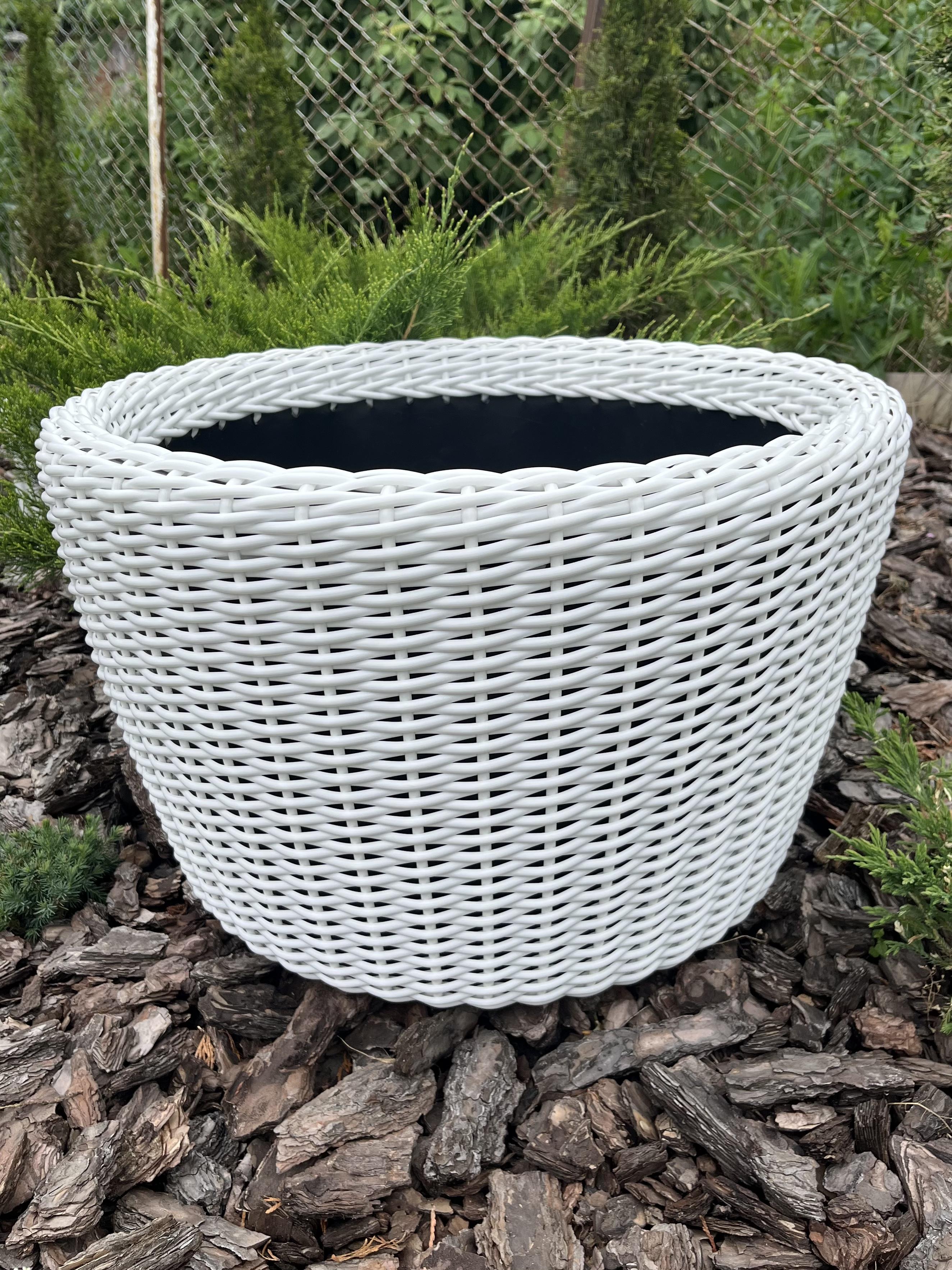 Кашпо для квітів зі штучного ротанга 60 л Білий (29881107)