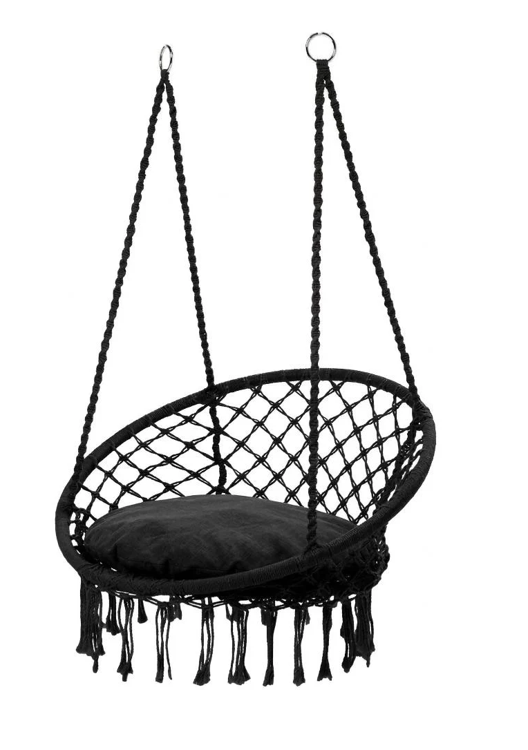 Садовое кресло-качалка с подушкой LEOBRO Boho XL 80 см нагрузкой до 150 кг Black (LB-1105)