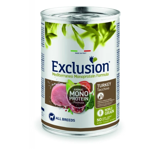 Влажный корм для взрослых собак всех пород Exclusion Turkey All Breeds с индейкой 400 г