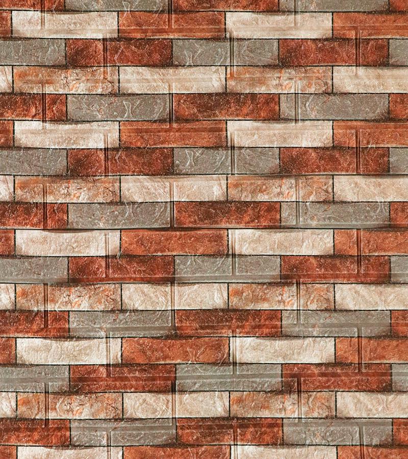 Декоративные 3D-панели самоклеящиеся для стен Кирпич микс ПВХ 770х700х3 мм Коричневый/Серый (С38)
