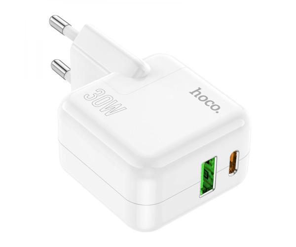 Устройство зарядное сетевое Hoco C111A Lucky Type-C PD30W USB QC3.0 White - фото 3 Устройство зарядное сетевое Hoco C111A Lucky Type-C PD30W USB QC3.0 White - фото 3