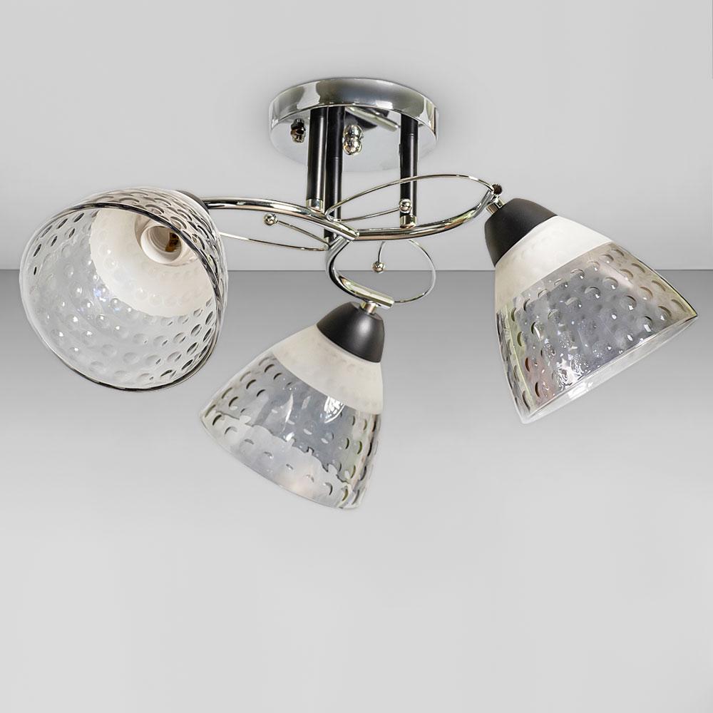 Люстра потолочная Light House SC-18704/3 CR+BK d 470х240 мм Хром/Черный/Белый/Прозрачный