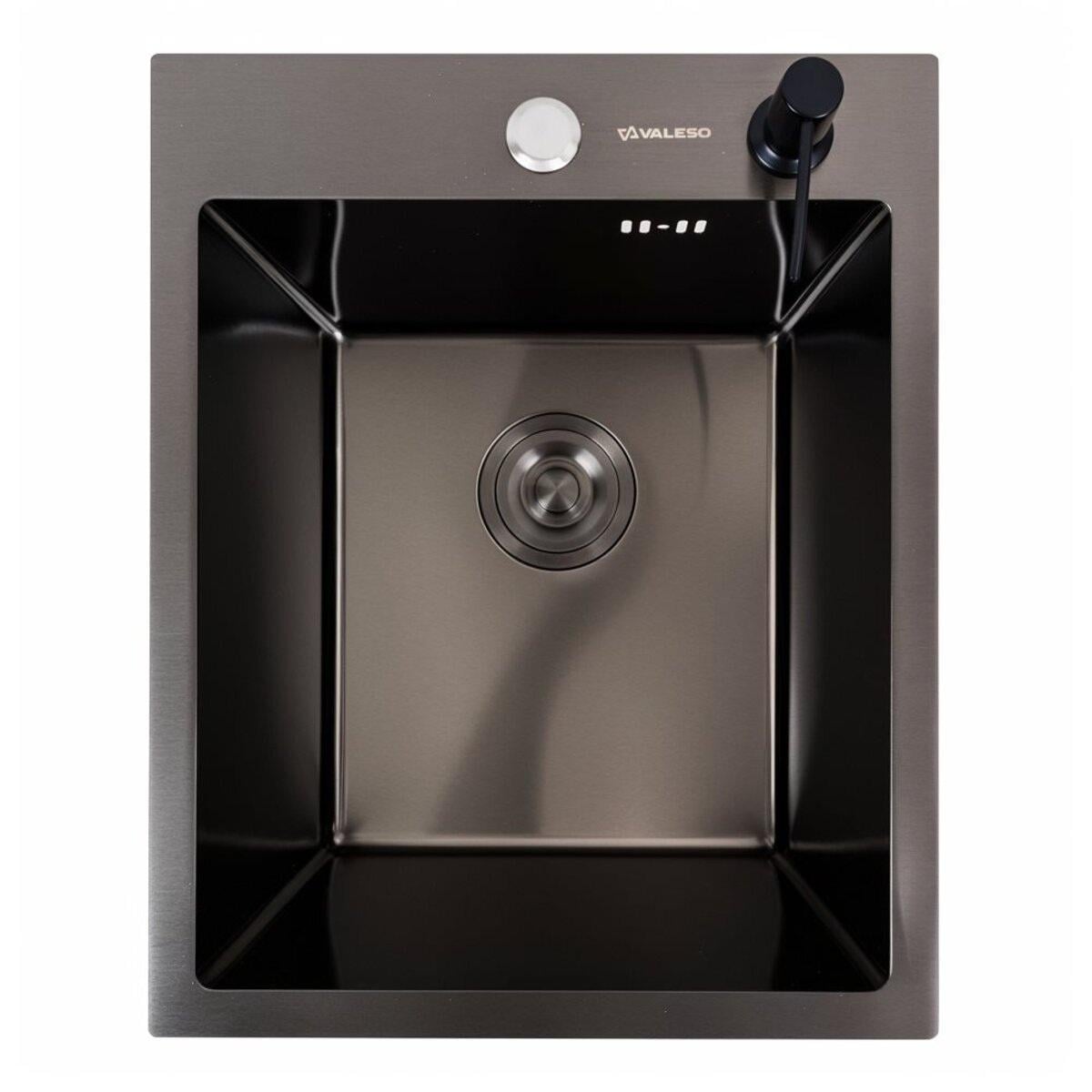 Мойка для кухни PVD 40х50 см Valeso ручной работы Siphon Round 3,0/0,8 Black ( SP000044296)