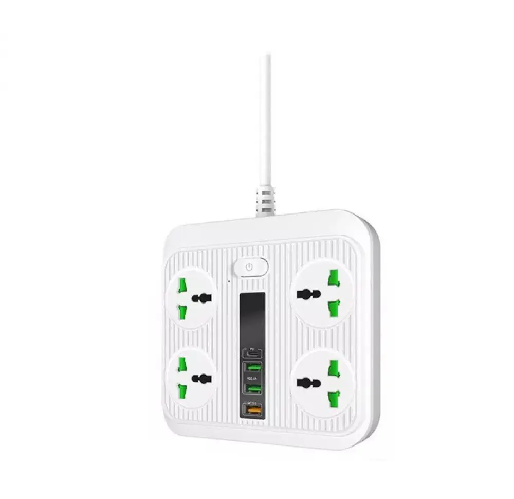 Удлинитель T18 4 розетки 3 USB/1 Type-C 3000 Вт 2 м Белый (36876)