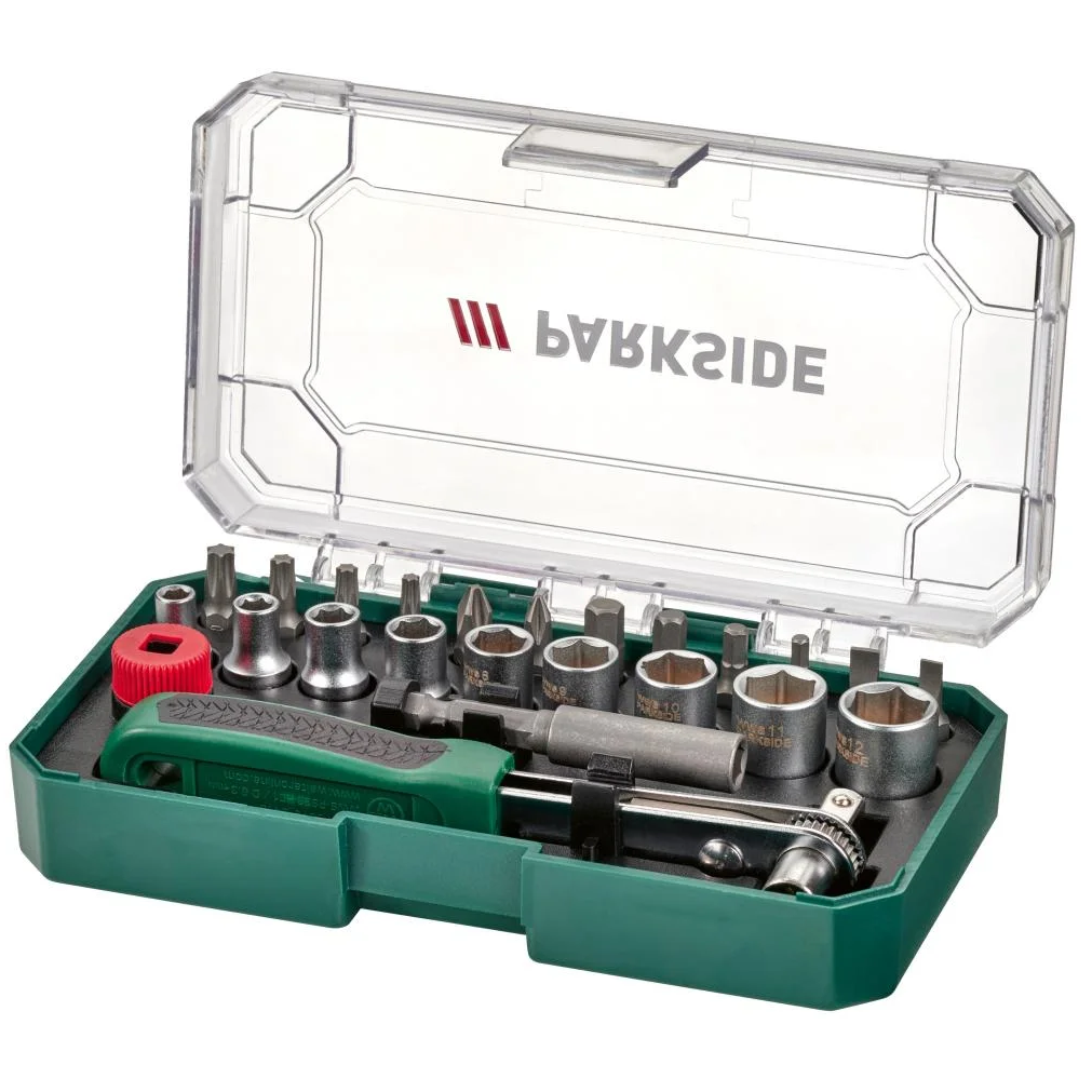 Набор инструментов PARKSIDE WWS-RS23-H01 с трещоткой и битами 23 пред. Black-Green (3_08510)