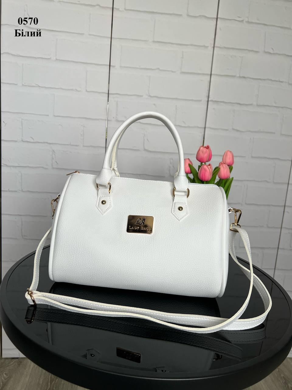Сумка бочонок женская через плечо большая вместительная с плечевым ремнем экокожа 32х21х19 см Белый - фото 4 Сумка бочонок женская через плечо большая вместительная с плечевым ремнем экокожа 32х21х19 см Белый - фото 4