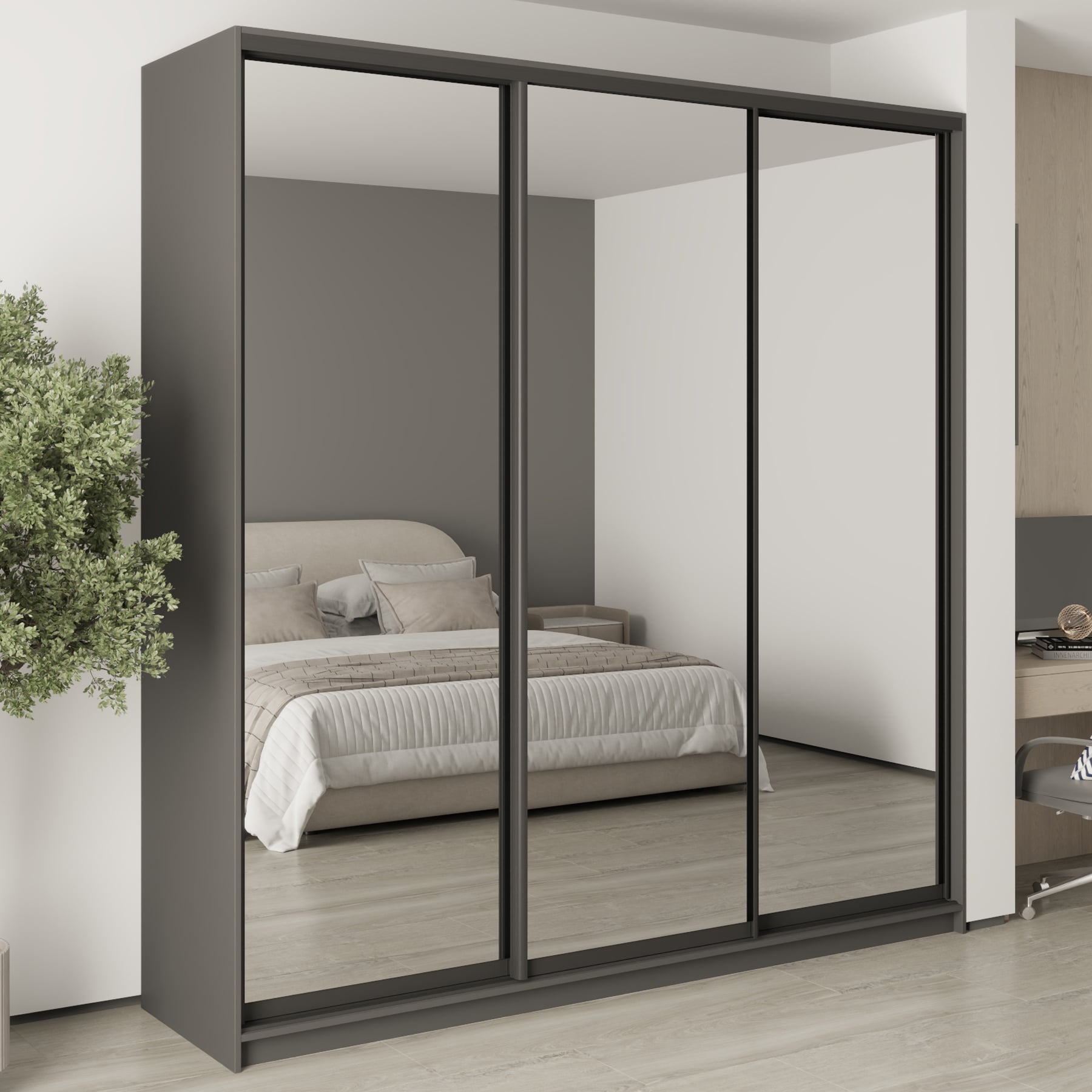 Шкаф-купе трехдверный Mebel Star Комбо BG MBS-9793 230х45х240 см Антрацит (1009782)