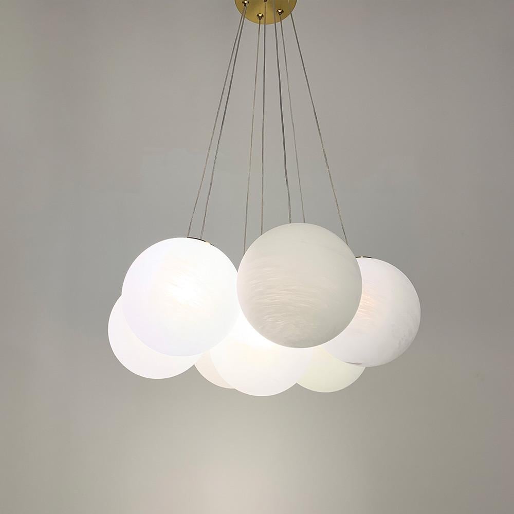 Люстра-пучок на 7 білих мармурових плафонів (MJ 141/7 AB+WT) - фото 3 Люстра-пучок на 7 білих мармурових плафонів (MJ 141/7 AB+WT) - фото 3