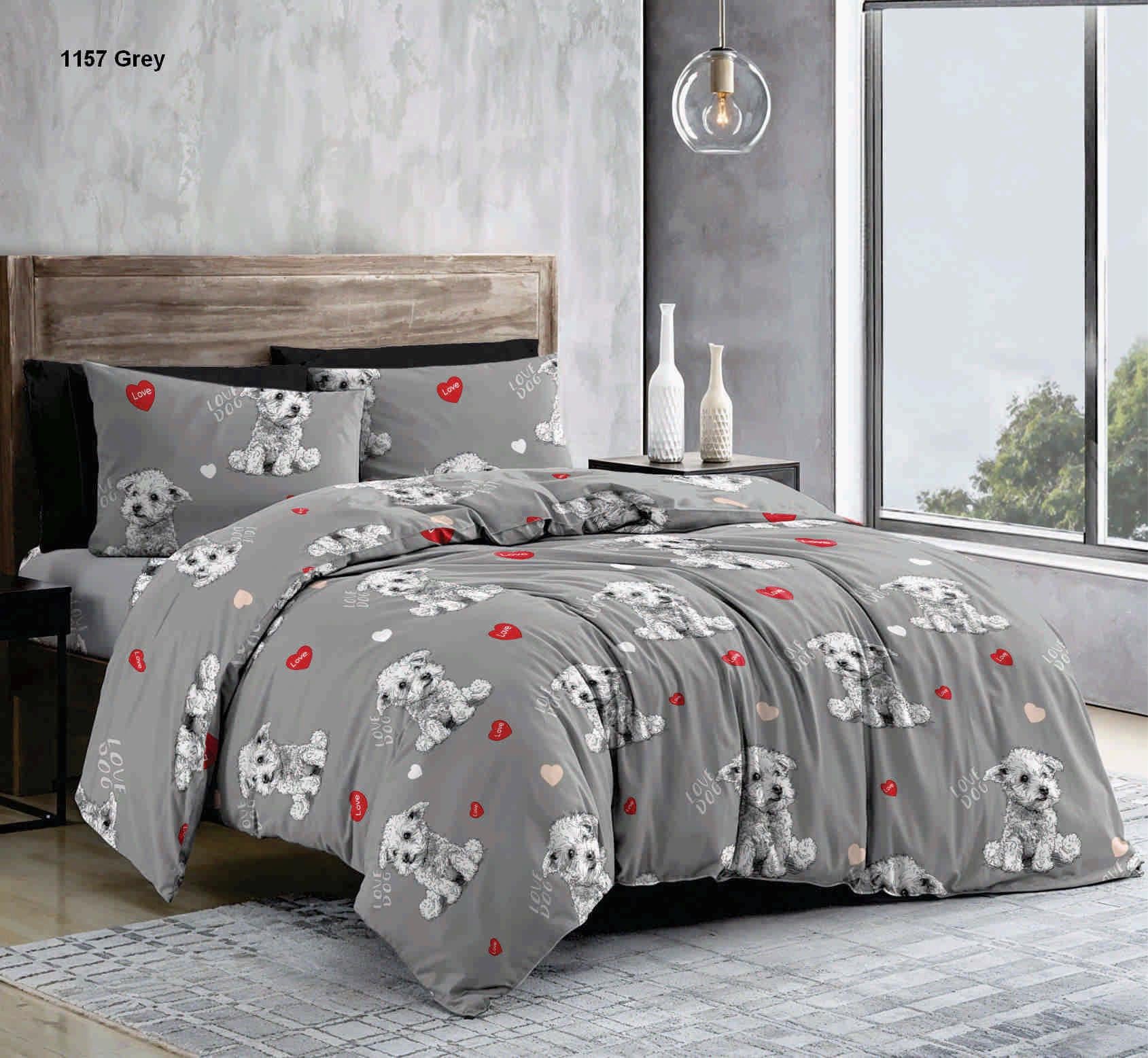 Простирадло полуторне Собаки бязь голд люкс 160х220 см Сірий (25052089)