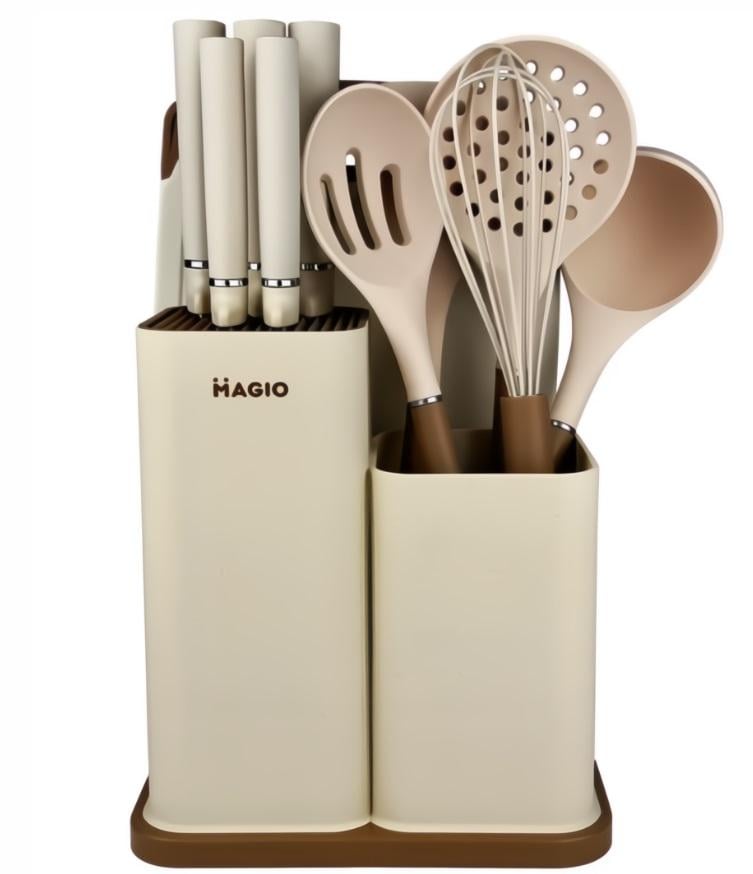 Кухонный набор ножей и принадлежностей силиконовый Бежевый