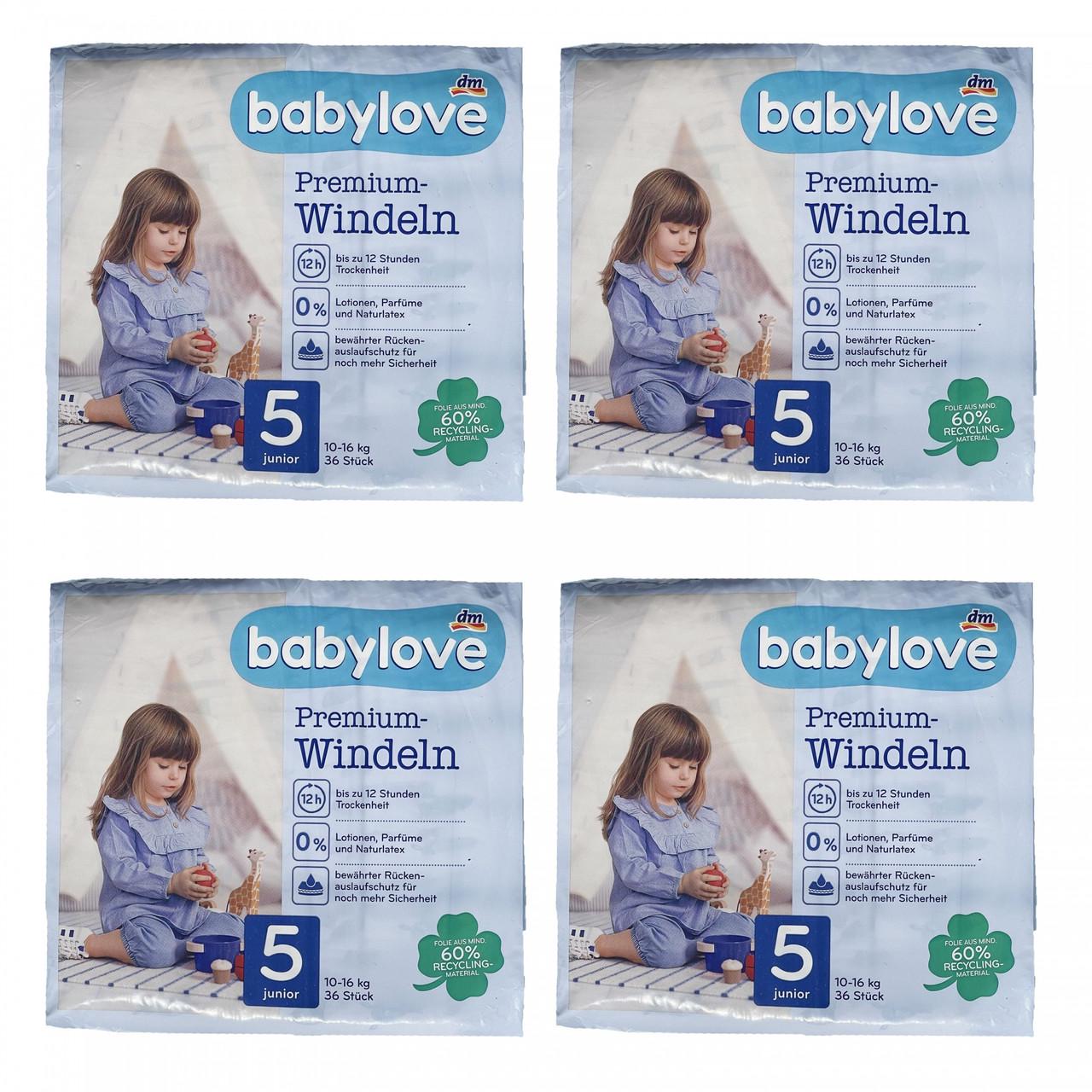 Підгузки дитячі одноразові Babylove Premium 5 Junior 10-16 кг 144 шт. (2010299911)