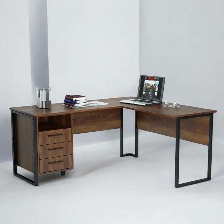 Стіл кутовий офісний Tobi Sho LOFT Volcano СУЛВ/3-1 з 3 шухлядами стільниця 18 мм 1400х1200х750 Фаєрвуд - фото 3