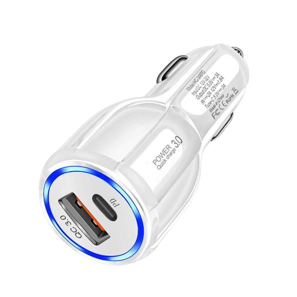 Зарядний пристрій автомобільний CWa USB-Type-C QC 3.0 White (К051038)