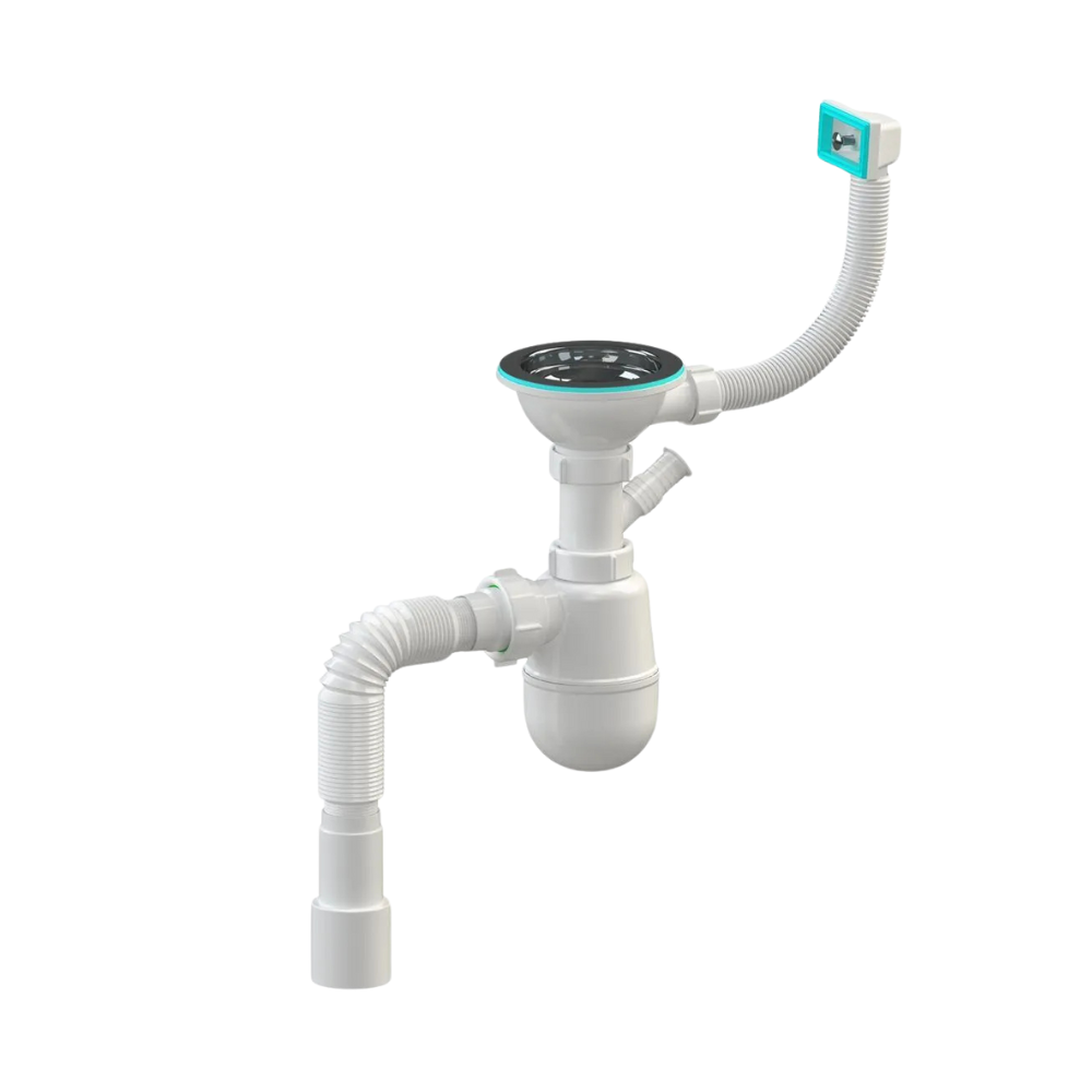 Сифон подвійний SoloPlast К1150 для мийки та раковини пластикови з перехідником 40/50 мм (2518010406)