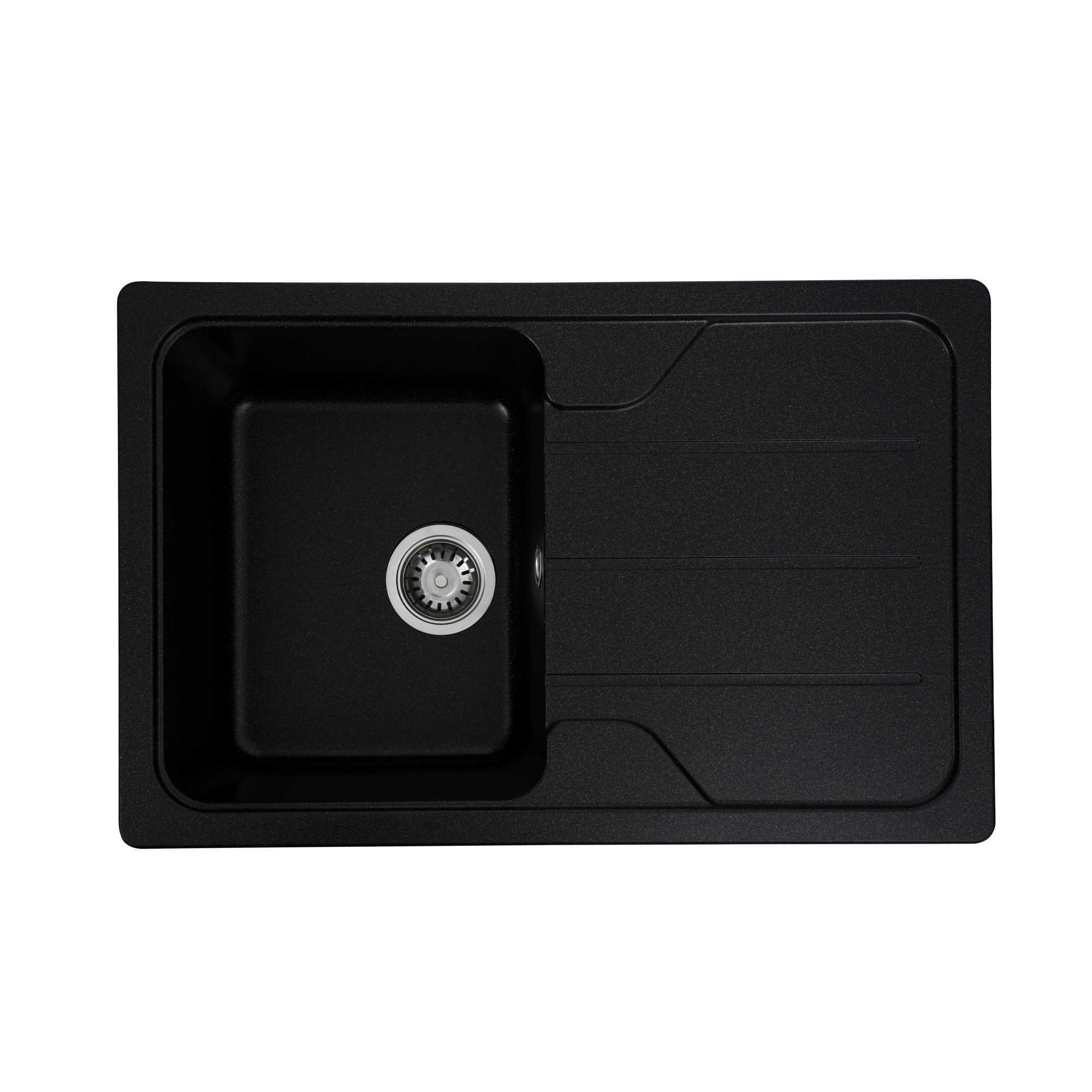 Мойка для кухни гранитная Platinum 7850 CAMELIA глянцевая Черный