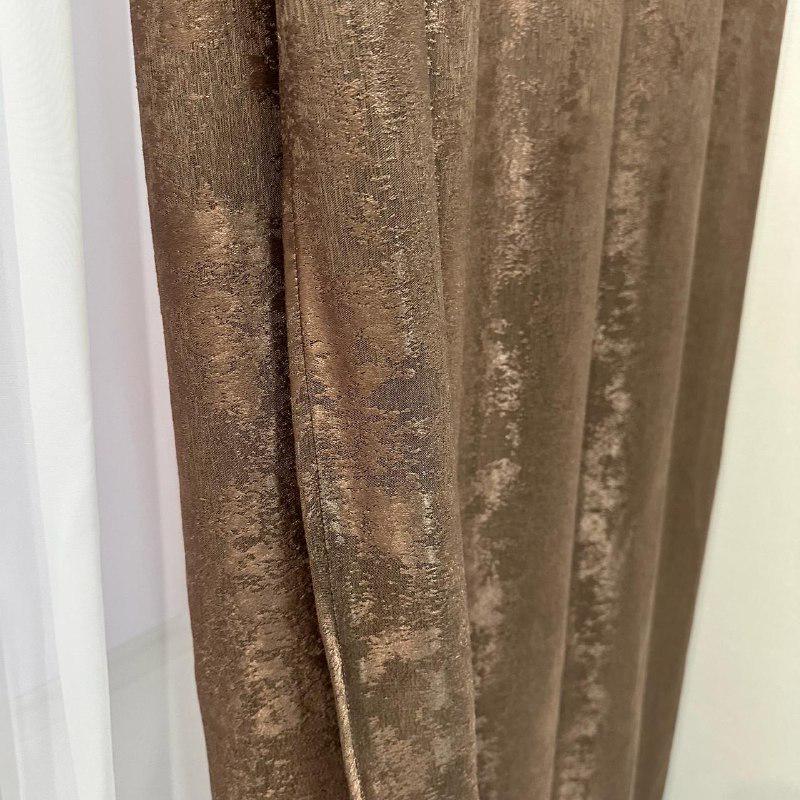 Шторы жаккардовые с мраморным узором среднее затемнение 1,5x2,7 м 2 шт. Коричневый (К1039-17) - фото 8