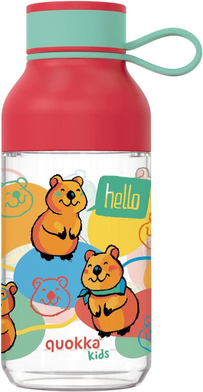 Детская бутылка для воды Quokka Happy Quokka пластиковая герметичная с ручкой 430 мл 7x7x17,5 см (2528177929)