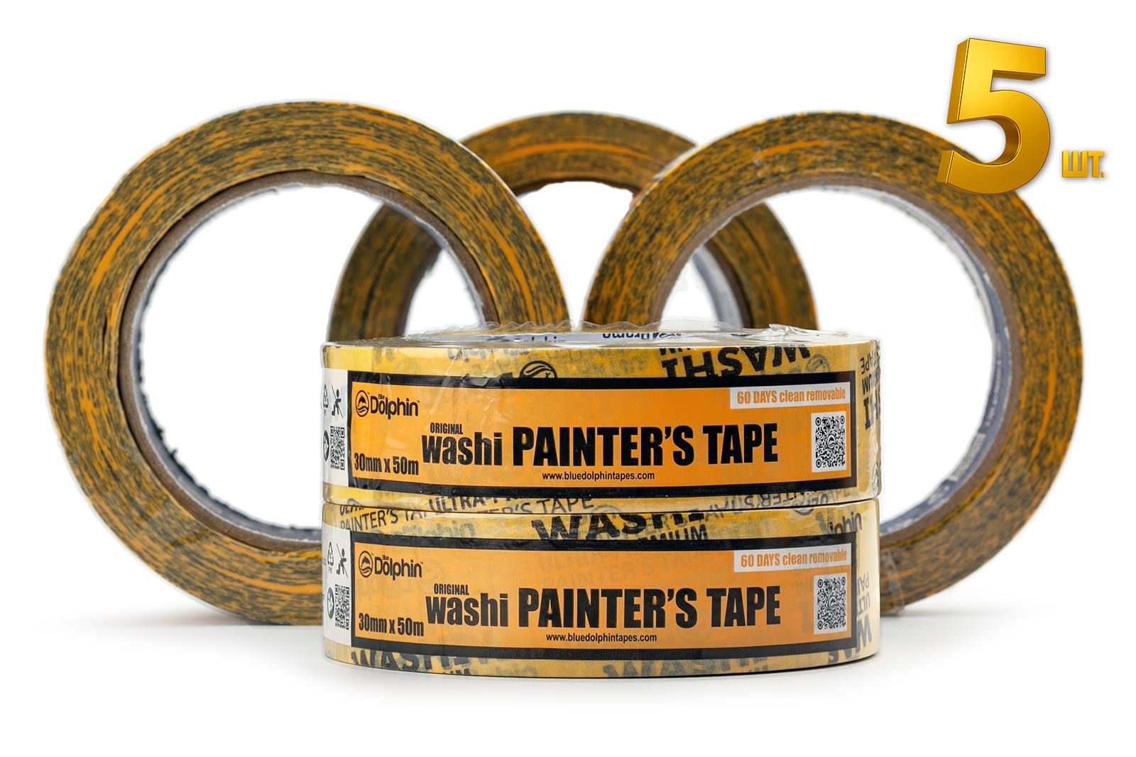 Лента-скотч малярная Blue Dolphin Washi XF7 рисовая бумага 30 мм 50 м 5 шт. (300-1-02_5) - фото 2 Лента-скотч малярная Blue Dolphin Washi XF7 рисовая бумага 30 мм 50 м 5 шт. (300-1-02_5) - фото 2