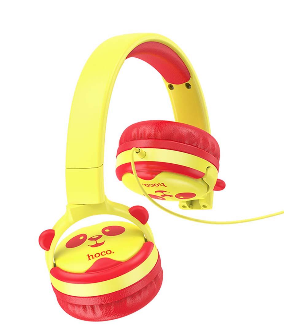 Навушники накладні провідні Hoco W31 Panda Cheerful Headphones Жовтий/Червоний (W31Yellow) - фото 2