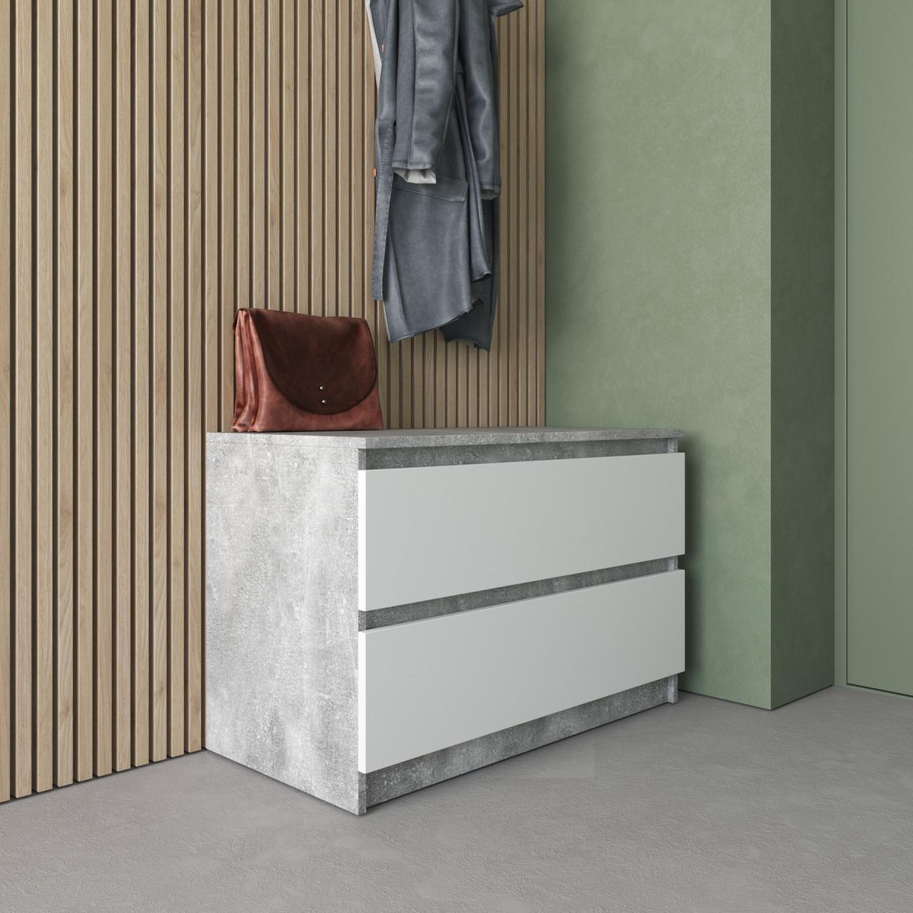 Комод з шухлядами Вайс R-19 80х40х53 см Бетон/Білий (30328824) - фото 1 Комод з шухлядами Вайс R-19 80х40х53 см Бетон/Білий (30328824) - фото 1