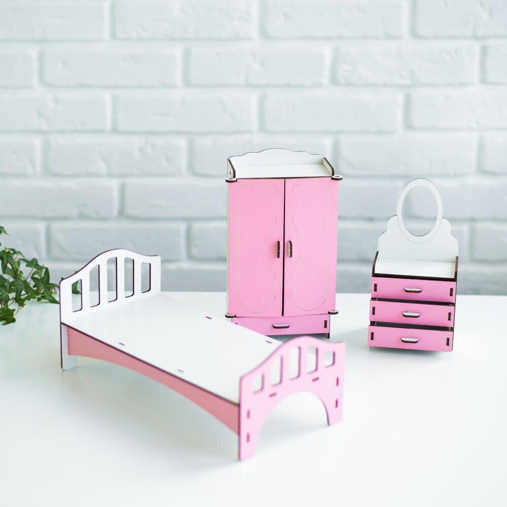 Мебель для кукольного домика Barbie NestWood Спальня Розовый (kmb005)