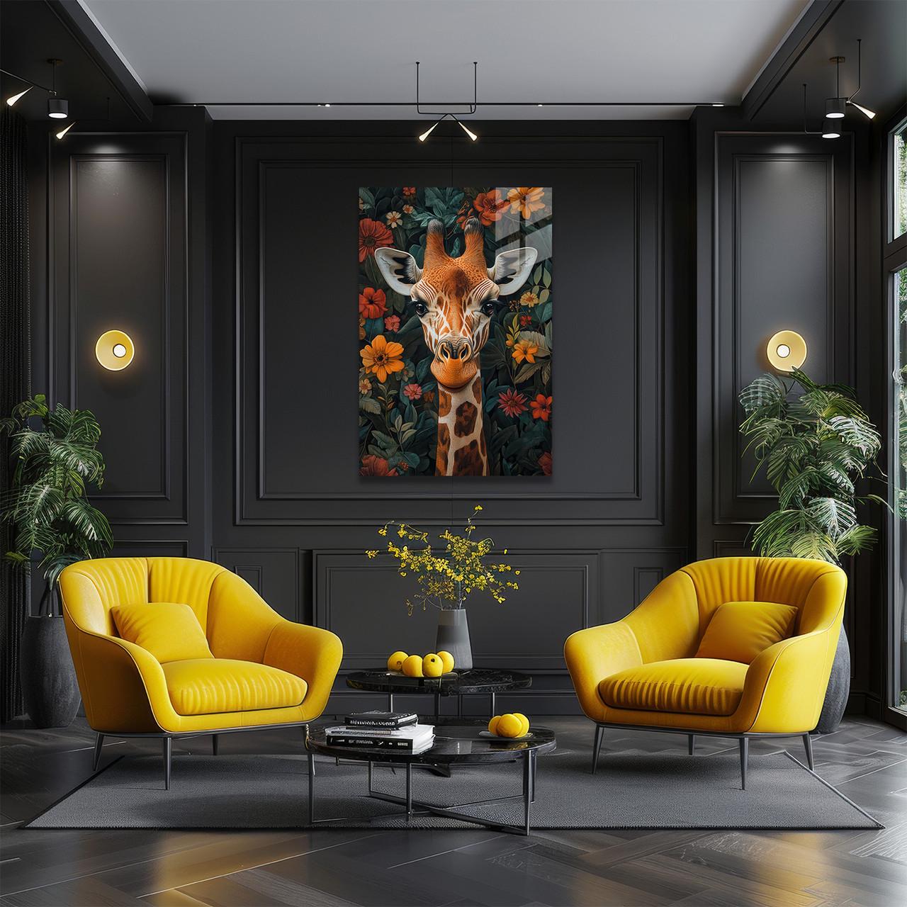 Картина на стекле NovellaPrint Цветочный Жираф 80х120 см (468.4)