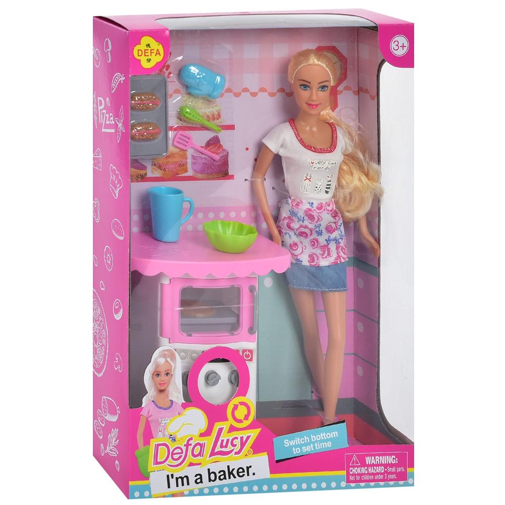 Кукла Defa с кухней посудой и аксессуарами 29 см вид 2 (8421)