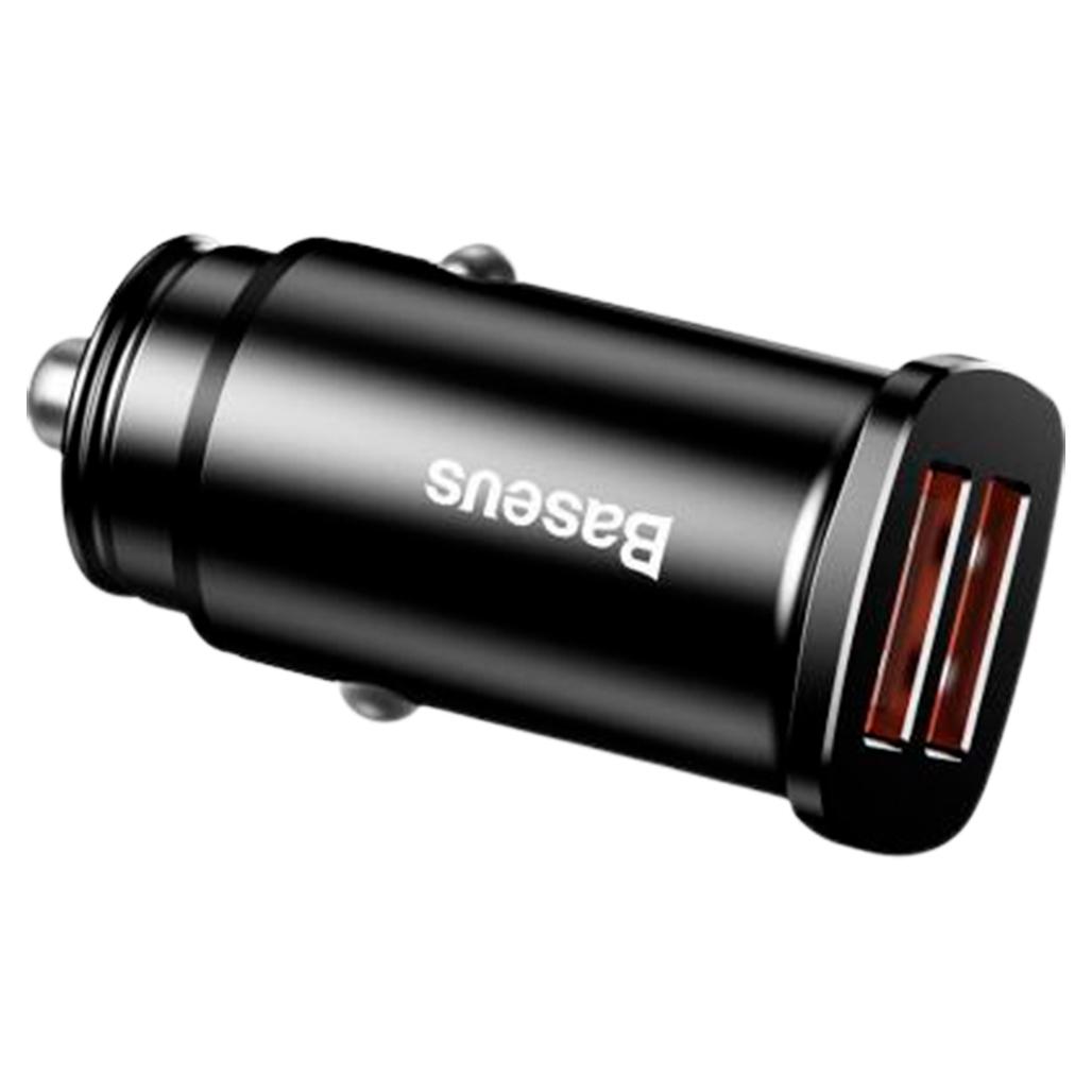 Автомобільний зарядний пристрій Baseus Square Metal QC3,0 double USB 5A 30W Black (CCALL-DS01)